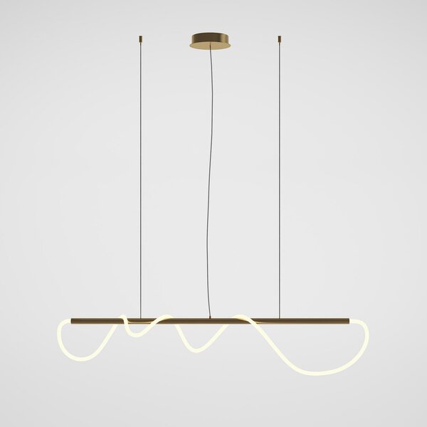 Maytoni Tau LED lampă suspendată cu tub de lumină, Auriu / Alamă, Camera de zi / sufragerie, Aluminiu, Modern