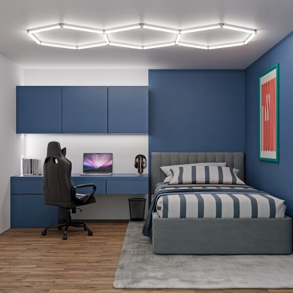 Plafonieră LED HEXAGON LED/128W/85-265V 6000K 248x97 cm CRI 90 IP54 albă