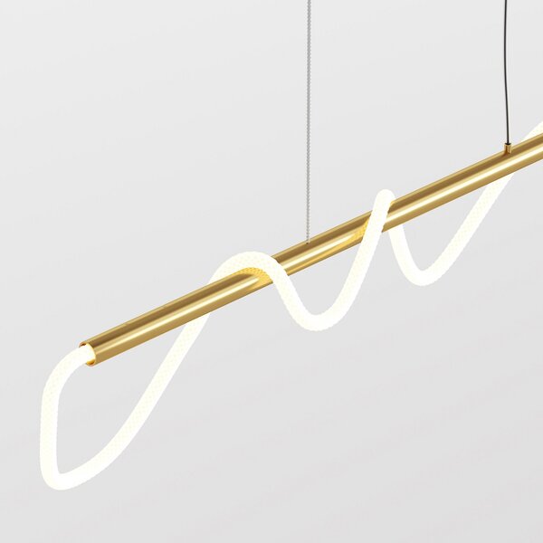 Maytoni Tau LED lampă suspendată cu tub de lumină, Auriu / Alamă, Camera de zi / sufragerie, Aluminiu, Modern