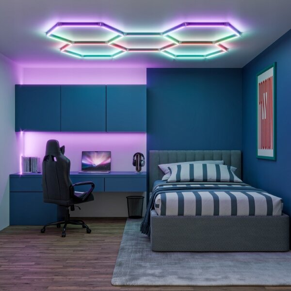 LED RGBW dimmabil plafonieră HEXAGON LED/144W/85-265V 7000K CRI 90 IP54 albă+telecomandă