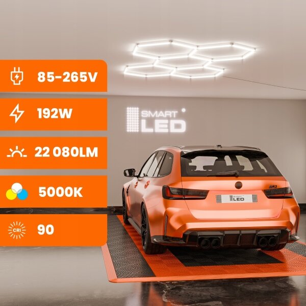 LED Stm plafonieră HEXAGON LED/192W/85-265V 5000K CRI 90 IP54 albă