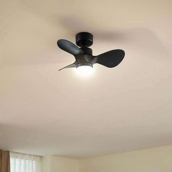 Lindby Ventilator de tavan LED Enon, negru, motor DC, silențios, reglabil, Negru, Camera de zi / sufragerie, Metal, Modern