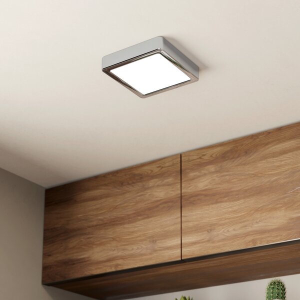 EGLO Plafonieră cu LED Fueva 5 IP44 3000K crom 16x16cm, Metalic, Baie, Metal