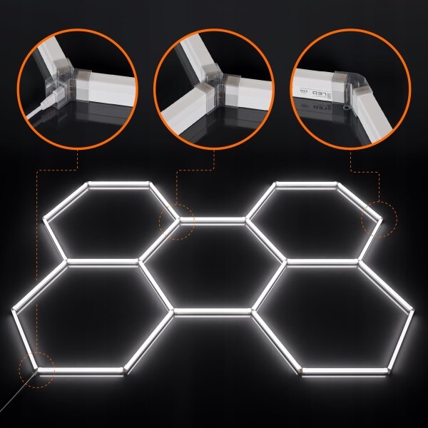 LED Stm plafonieră HEXAGON LED/192W/85-265V 5000K CRI 90 IP54 albă