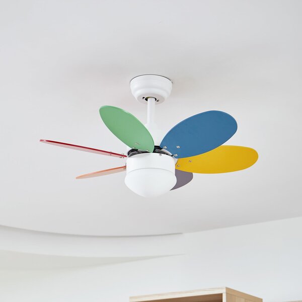 Lindby Ventilator de tavan cu lumină Litur, silențios, Ø 77 cm, E27, Multicolor, Camera copiilor, Lemn, Modern