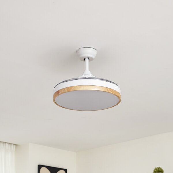 Lindby Ventilator de tavan cu LED Oras, alb, DC, silențios, Ø 107 cm, Alb, Camera de zi / sufragerie, Plastic, Modern