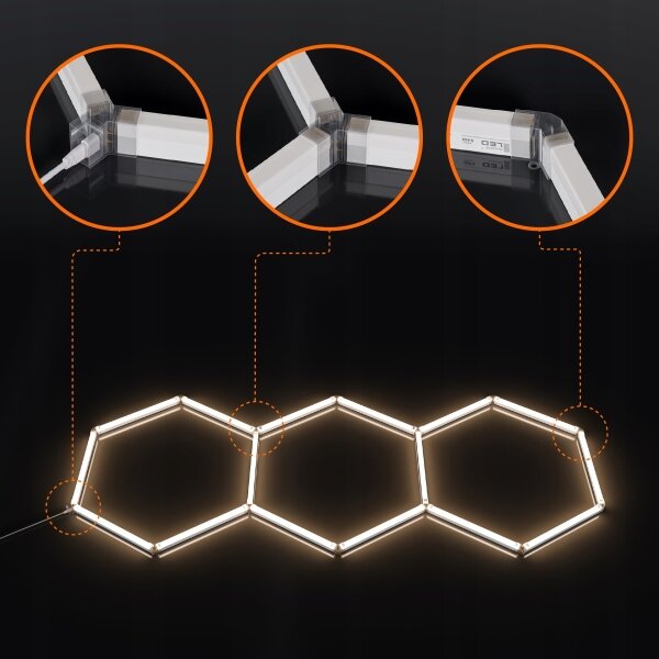 Plafonieră LED HEXAGON LED/128W/85-265V 4000K 248x97 cm CRI 90 IP54 albă