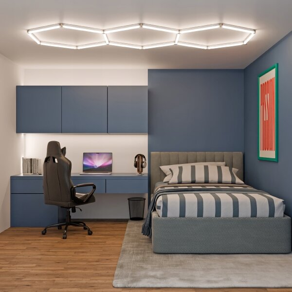 Plafonieră LED HEXAGON LED/128W/85-265V 4000K 248x97 cm CRI 90 IP54 albă