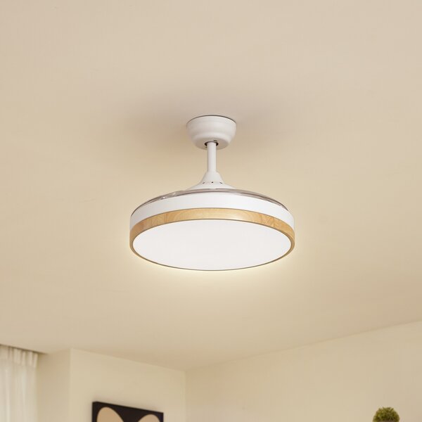 Lindby Ventilator de tavan cu LED Oras, alb, DC, silențios, Ø 107 cm, Alb, Camera de zi / sufragerie, Plastic, Modern