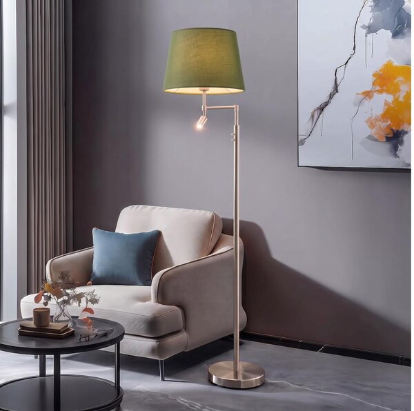 BRILAGI - Lampadar LED CERIA 1xE27/60W/230V + LED/2,1W crom mat/verde