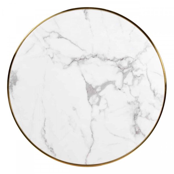 Masa rotunda cu blat din marmura Osteria 75 x 80 x 80 cm alb/auriu/negru