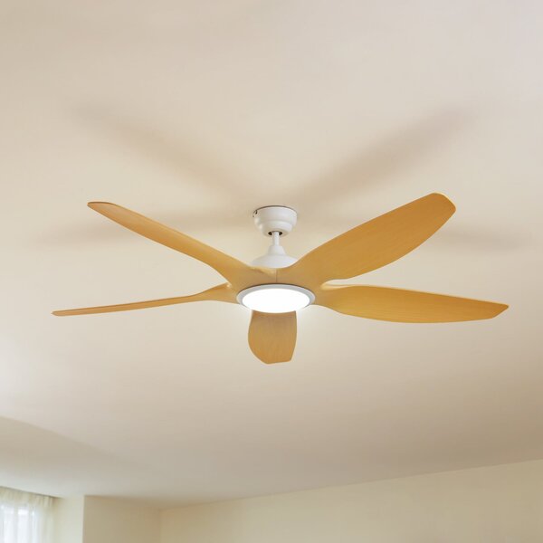 Lucande Ventilator de tavan cu LED Omendo, alb, DC, silențios, CCT, reglabil, Alb, Camera de zi / sufragerie, Metal, Modern