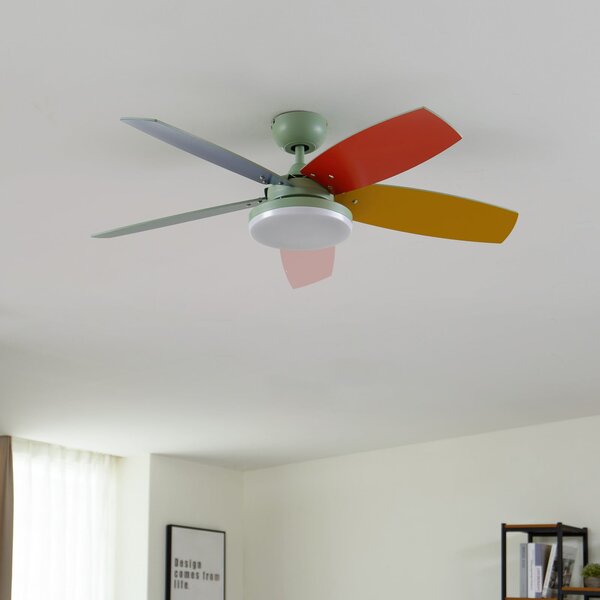 Lindby Ventilator de tavan LED Jonte, lemn, DC, silențios, Ø 106 cm, reglabil, Multicolor, Camera de zi / sufragerie, Metal, Modern