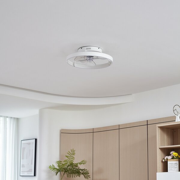 Lindby Ventilator de tavan cu LED Momitu, alb, aluminiu, Ø 50 cm, reglabil, Alb, Camera de zi / sufragerie, Aluminiu, Modern