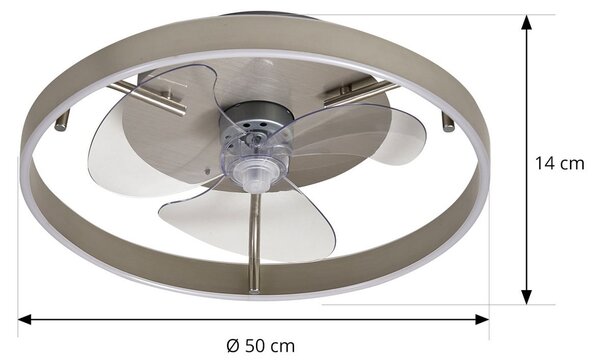 Lindby Ventilator de tavan cu LED Momitu, argintiu, silențios, Ø 50 cm, reglabil, Metalic, Camera de zi / sufragerie, Aluminiu, Modern