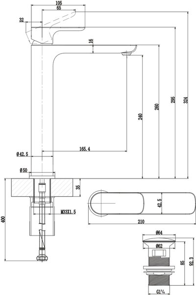 Villeroy & Boch O.Novo baterie lavoar stativ crom TVW10410511061
