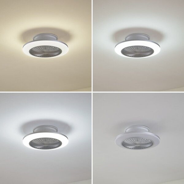 Lindby LED ventilator de tavan Mamuti, argintiu, silențios, Ø 55 cm, reglabil, Metalic, Camera de zi / sufragerie, Aluminiu, Modern