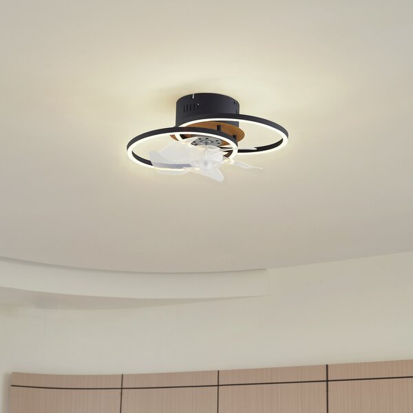 Lindby Ventilator de tavan LED Lomana, negru, silențios, CCT, reglabil, Negru, Camera de zi / sufragerie, Aluminiu, Modern