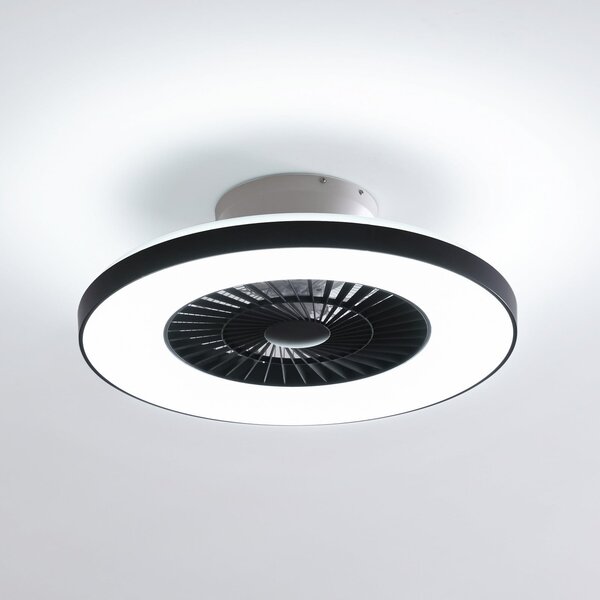 Lindby Smart Ventilator de tavan cu LED Paavo negru silențios Tuya, reglabil, Negru, Camera de zi / sufragerie, Plastic, Modern