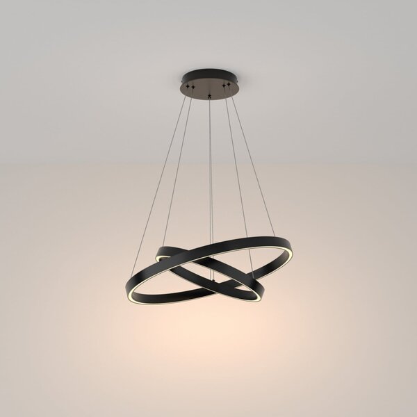 Maytoni Lampă suspendată Rim 830 2 inele Ø 60 cm negru, Negru, dormitor, Aluminiu, Modern