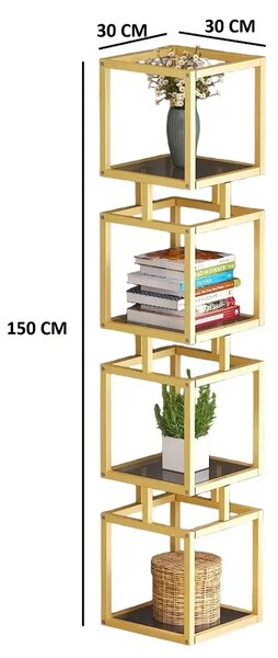 Biblioteca Art din metal culoare auriu 150 cm