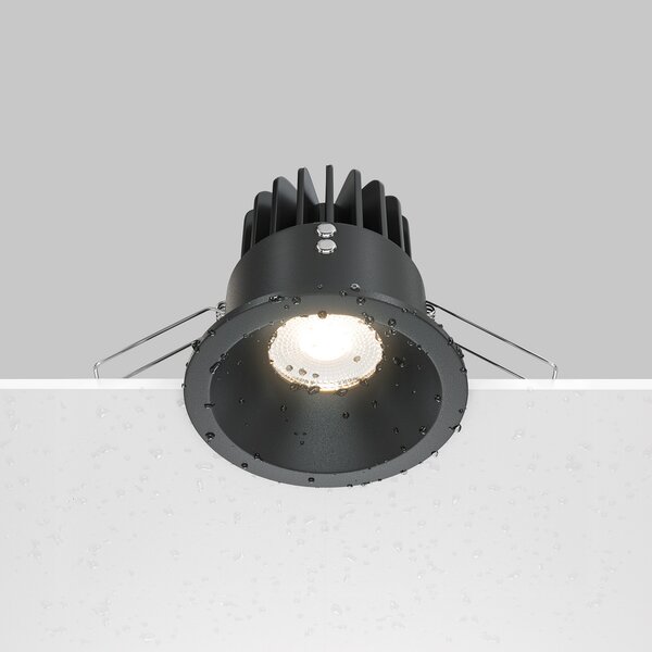 Maytoni Zoom LED încastrat cu 930 IP65 rotund triac, negru, reglabil, Negru, Baie, Aluminiu, Modern