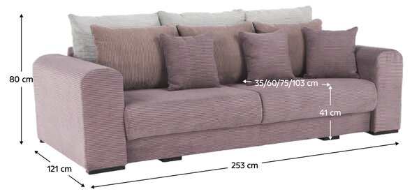 KONDELA Canapea foarte spaţioasă, violet, roz învechit, bej, GILEN BIG SOFA