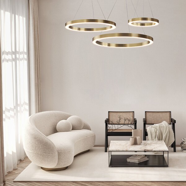 Maytoni Saturno Lampă suspendată cu LED, formă inelară, alamă, Auriu / Alamă, dormitor, Oțel inoxidabil, Modern