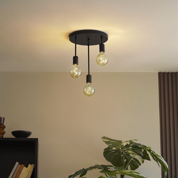 Plafoniera moderna neagra cu 3 lumini - Facil