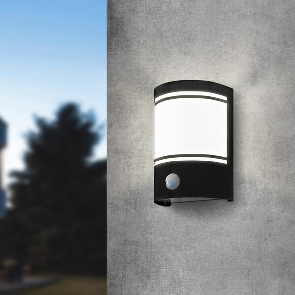 EGLO Cerno aplică exterior cu detector de mișcare negru, Negru, Metal, Modern