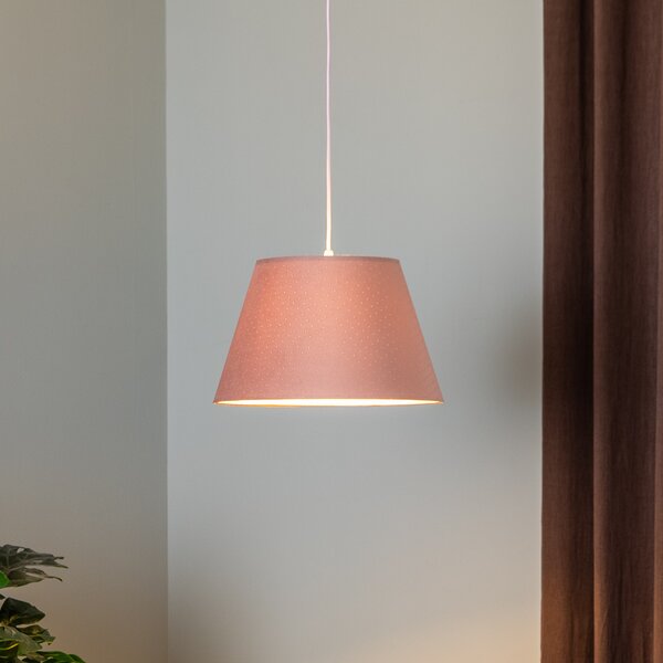 Maco Design Lampă suspendată Rosabelle, conică, roz, 1 bec., reglabil, Roz / Rosé, Camera de zi / sufragerie, Țesătură / Textil