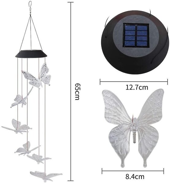 Set 2 x Decoratiune solara, 6 fluturi LED, joc de lumini