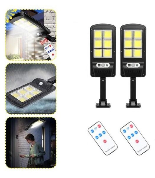 Set 2 x Lampa solara 6 LED SMD cu senzor de miscare si lumina