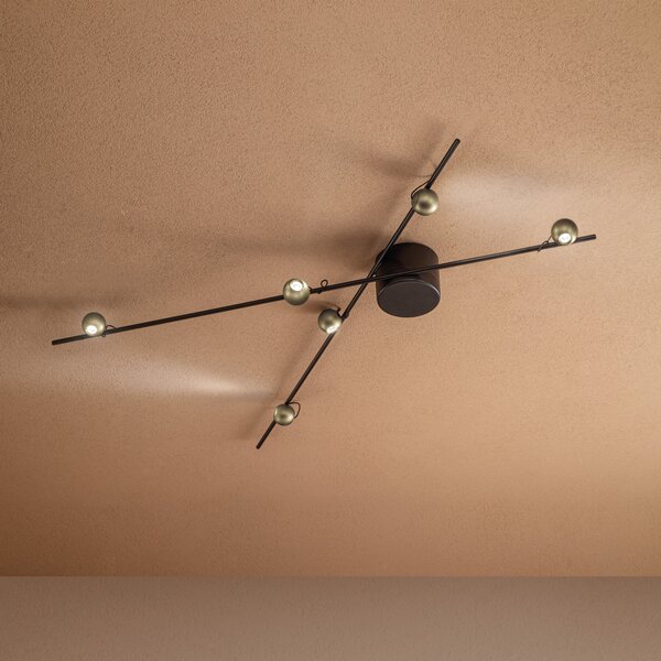 Sil-Lux Magnetic plafonieră LED, bronz/auriu, reglabil, Maro / Rugină, Camera de zi / sufragerie, Metal, Design, Plafon cu flacără multiplă