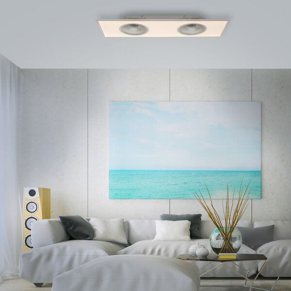 JUST LIGHT. GmbH Ventilator de tavan cu LED Flat-Air, CCT, alb, 120x40cm, reglabil, Alb, Camera de zi / sufragerie, Metal, Modern