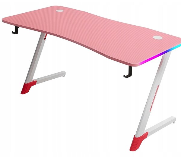 Birou gaming roz, masă PC cu iluminare RGB LED Šírka: 120 cm
