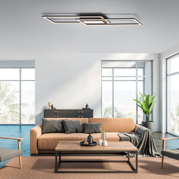 JUST LIGHT. GmbH Plafonieră LED Asmin, CCT, negru, 100x17,9cm, reglabil, Negru, Camera de zi / sufragerie, Aluminiu, Modern, Plafon cu flacără multiplă