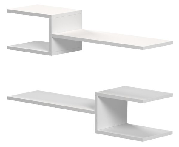 Set 2 bucati Raft de perete, Sumpa, Alb, 20x65x18 cm