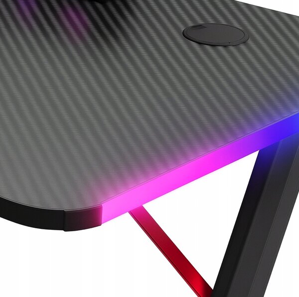 Masă de jocuri neagră și roșie, masă PC cu iluminare LED RGB Šírka: 120 cm
