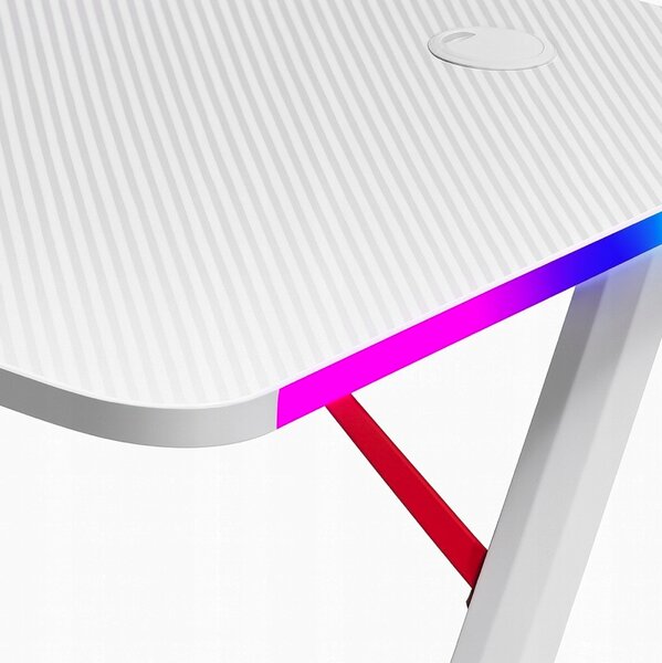 Birou gaming alb cu iluminare RGB LED Šírka: 120 cm