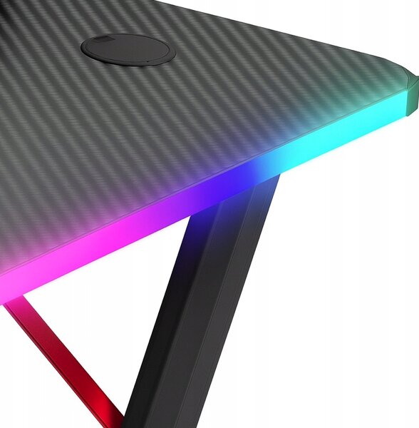 Masă de jocuri neagră, masă PC cu iluminare LED RGB Šírka: 140 cm