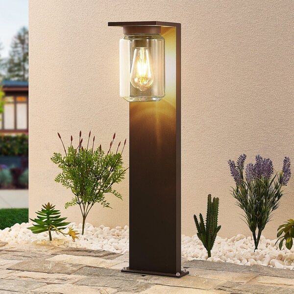 Lucande Semka bornă luminoasă, 65 cm, antracit, sticlă, aluminiu, reglabil, Negru, Metal, Modern