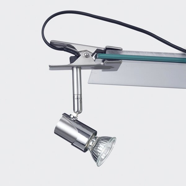 Fabas Luce Lampă cu clemă Alice, 1 bec, Gri, Camera de zi / sufragerie, Metal, Modern, Birou de masă