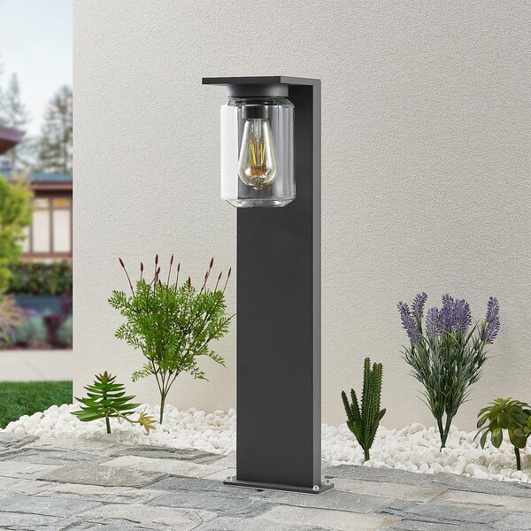 Lucande Semka bornă luminoasă, 65 cm, antracit, sticlă, aluminiu, reglabil, Negru, Metal, Modern