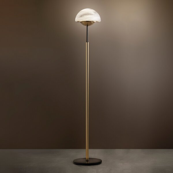 Sil-Lux Moon lampadar din sticlă de Murano, alabastru, Auriu / Alamă, Camera de zi / sufragerie, Metal, Design