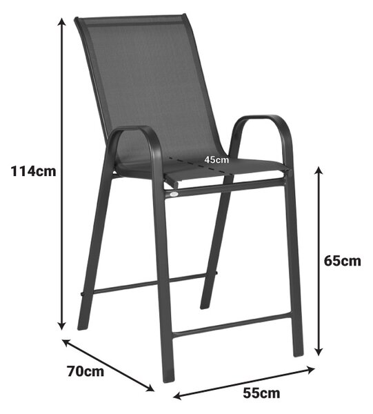 Scaun de bar, Calan, Gri inchis, 55x70x114 cm