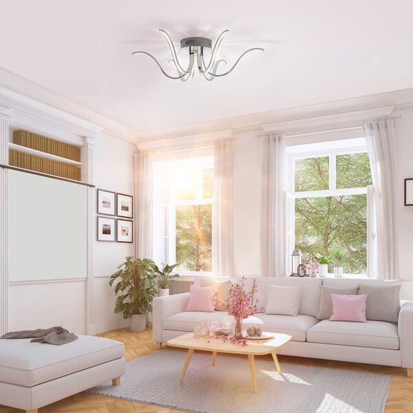 JUST LIGHT. GmbH Plafonieră cu LED Valerie 6-lumini Ø67cm oțel, Metalic, Camera de zi / sufragerie, Aluminiu, Modern