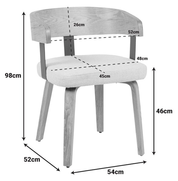 Scaun, Anesy, Crem, 53.5x51x72 cm
