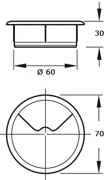 Trecere cabluri, FI 60 mm, plastic