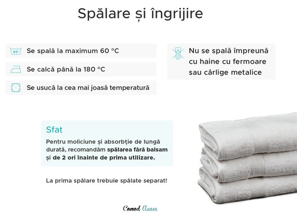 Prosop SOFT 70x125 cm alb, 100% bumbac
